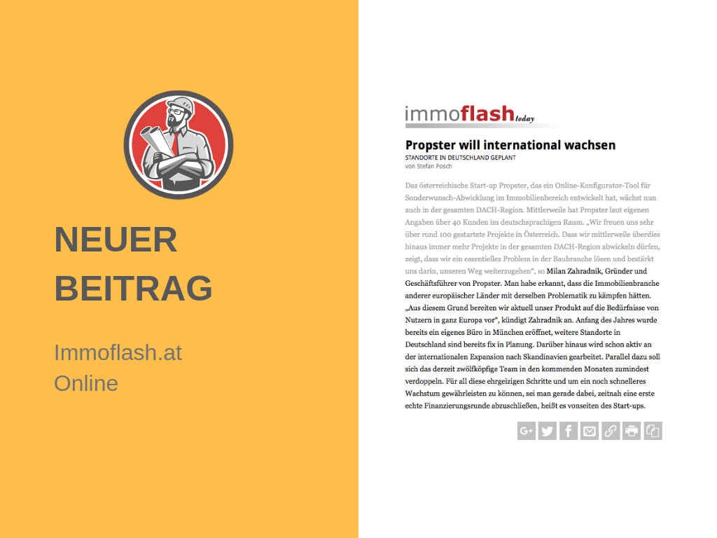 Immoflash.at Beitrag April 2019 - PROPSTER - der Sonderwunsch Meister